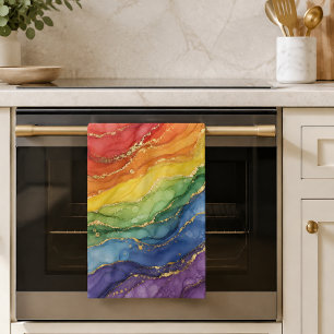 LGBTQ Rainbow Marble Tea Towel