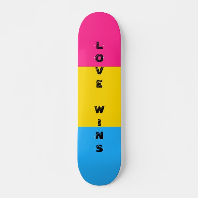 LGBTQ Rainbow Pansexual Pride Flag Custom Text Skateboard (Front)