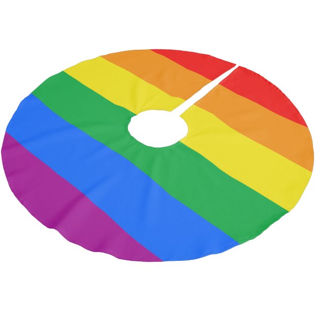 LGBTQ+ Rainbow Pride Flag Brushed Polyester Tree Skirt (Angled)