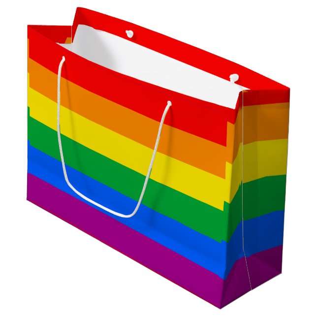 LGBTQ+ Rainbow Pride Flag Large Gift Bag (Front Angled)