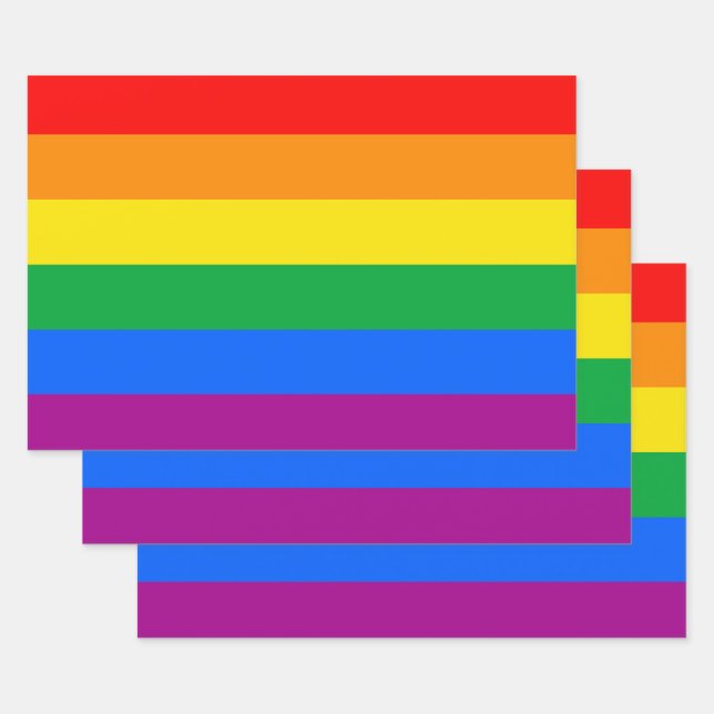 LGBTQ+ Rainbow Pride Flag Wrapping Paper Sheet (Set)