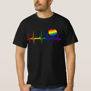 LGBTQ Rainbow Pride Heartbeat EKG Cool LGBTQ Gifts T-Shirt