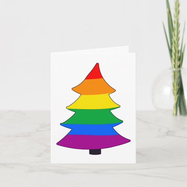 LGBTQ+ Rainbow Pride Holigay Tree Holiday Card (Front)