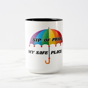 LGBTQ RAINBOW PRIDE MY SAFE PLACE 15 OZ. Two-Tone COFFEE MUG