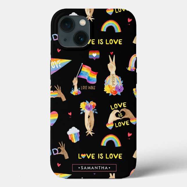  LGBTQ Rainbow Pride Pattern | Monogram Case-Mate iPhone Case (Back)