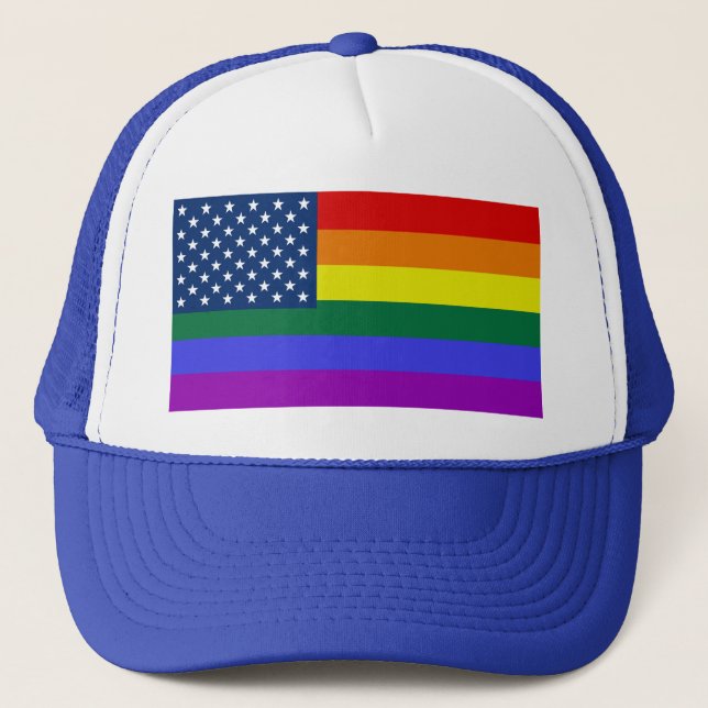 LGBTQ Rainbow Pride Stars and Stripes Trucker Hat (Front)