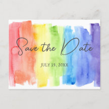 LGBTQ Rainbow Save The Date Wedding Postcard