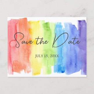 LGBTQ Rainbow Save The Date Wedding Postcard
