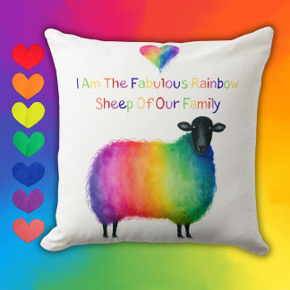LGBTQ Rainbow Sheep Throw Pillow
