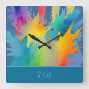 lgbtq rainbow square wall clock