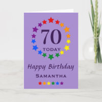 LGBTQ Rainbow Stars - 70 Today or Any Age Birthday