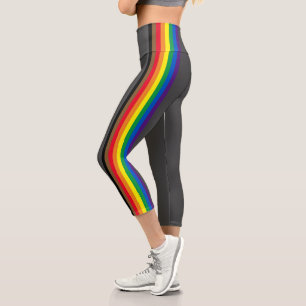 Lgbtq rainbow stripes gay philly pride flag grey capri leggings