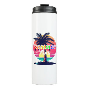 LGBTQ Rainbow Summer Vibes   Retro Sunset Thermal Tumbler