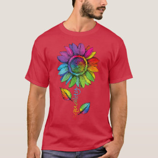LGBTQ Rainbow Sunflower Flower Gay Pride Equality  T-Shirt