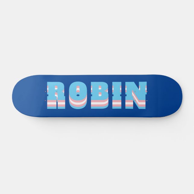 LGBTQ Rainbow Trangender Pride Flag Custom Name Skateboard (Horz)