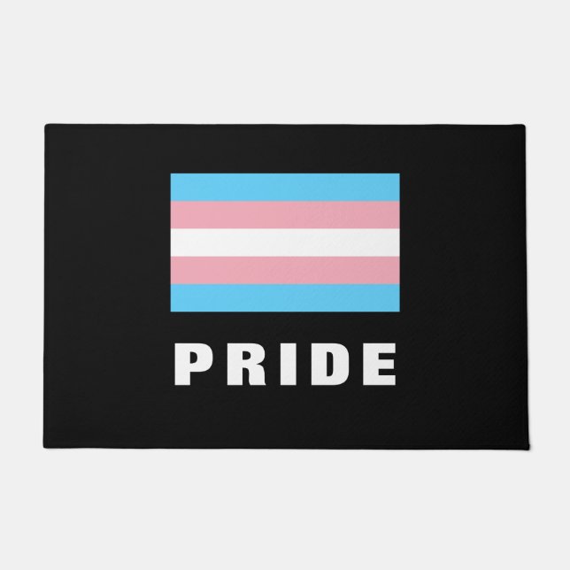 LGBTQ Rainbow Trangender Pride Flag Custom Text Doormat (Front)