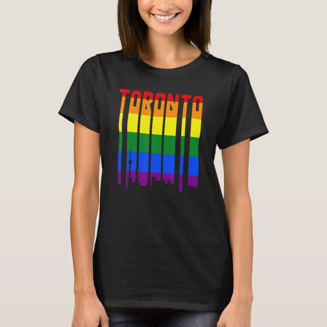 LGBTQ Retro Toronto Canada Pride Skyline T-Shirt (Front)