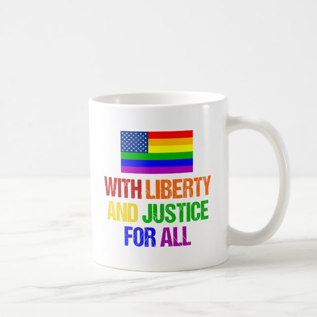 LGBTQ Rights Rainbow American Flag Gay Pride Coffee Mug (Right)