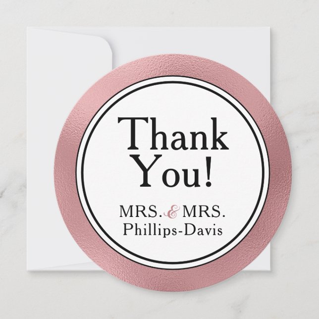 LGBTQ Rose Gold Modern Blank Thank You Note Invita Invitation (Front)