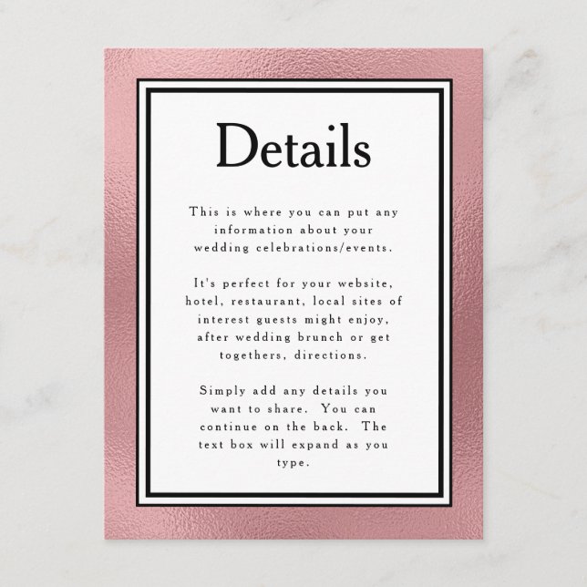 LGBTQ Rose Gold Modern Details Enclosure Card (Front)