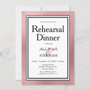 LGBTQ Rose Gold Modern Rehearsal Dinner Invitation