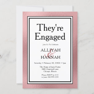 LGBTQ Rose Gold Modern They're Engaged Invitation