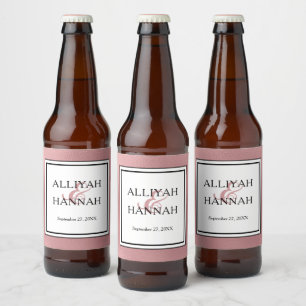 LGBTQ Rose Gold Modern Wedding  Beer Bottle Label