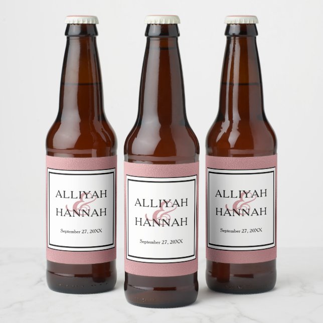 LGBTQ Rose Gold Modern Wedding  Beer Bottle Label (Bottles)