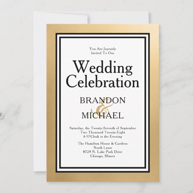 LGBTQ Rose Gold Modern Wedding Celebration  Invita Invitation (Front)