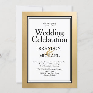 LGBTQ Rose Gold Modern Wedding Celebration  Invita Invitation