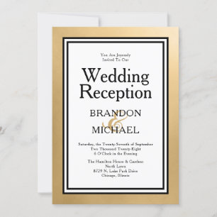 LGBTQ Rose Gold Modern Wedding Recepti  Invitation