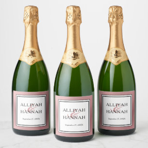 LGBTQ Rose Gold Modern Wedding  Sparkling Wine Lab Sparkling Wine Label