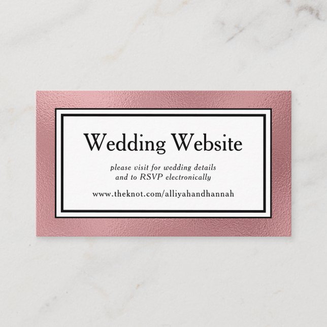 LGBTQ Rose Gold Modern Wedding Website Enclosure (Front)