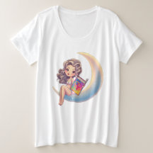 LGBTQ sexy woman sitting on the moon