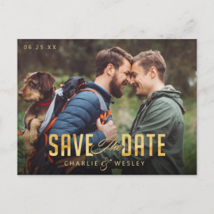 LGBTQ Simple Traditional Save the Date with Photo Postcard