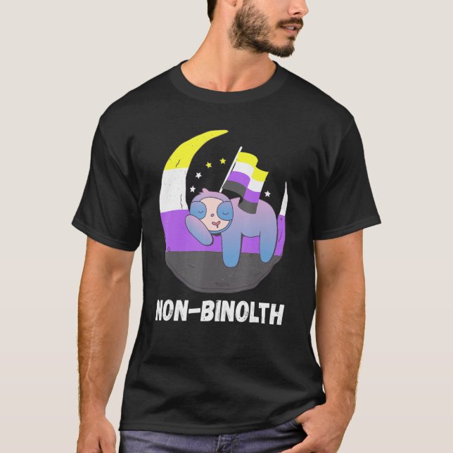 Lgbtq Sloth Moon Nonbinary Flag Nonbinary Pride Ge T-Shirt (Front)