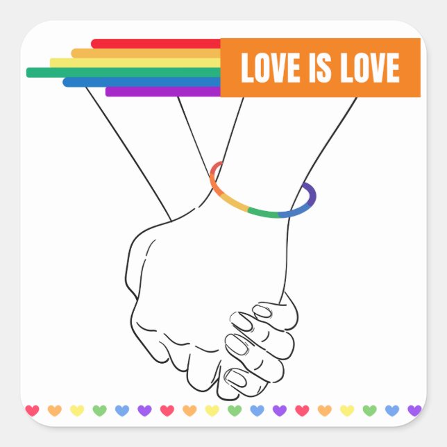 LGBTQ+ Sticker, Love is Love Sticker, Pride  Square Sticker (Front)