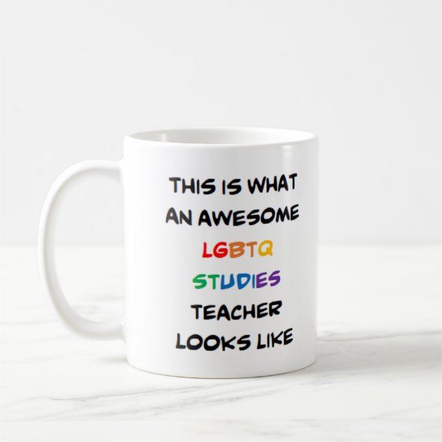 lgbtq studies teacher, awesome coffee mug (Left)