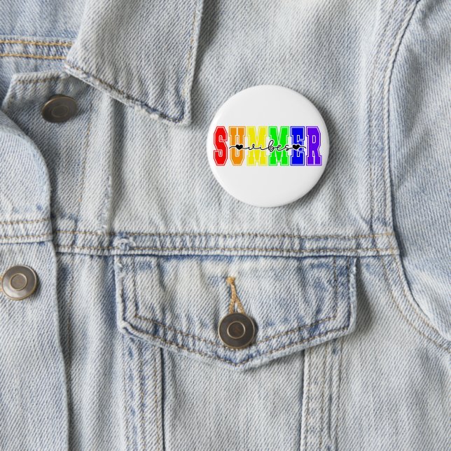 LGBTQ Summer Vibes | Rainbow Pride 6 Cm Round Badge (In Situ)