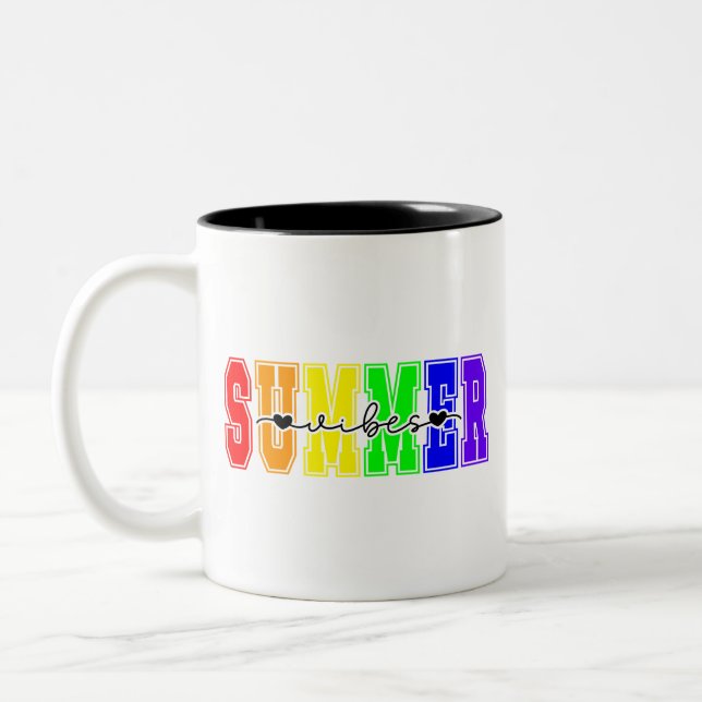 LGBTQ Summer Vibes | Rainbow Pride Two-Tone Coffee Mug (Left)