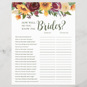 LGBTQ Sunflowers Bridal Shower Games Flyer