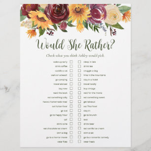 LGBTQ Sunflowers Bridal Shower Games Flyer