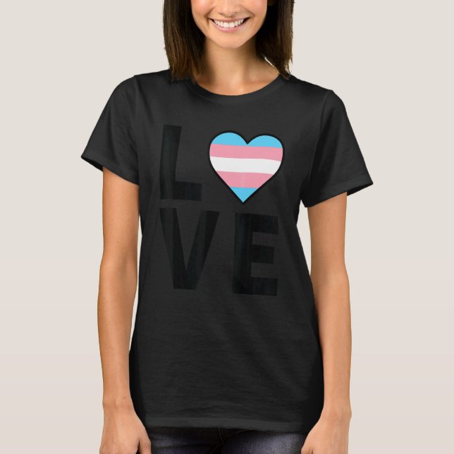 Lgbtq Transgender Flag Heart  Lgbtqia+ Love Transg T-Shirt (Front)
