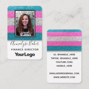 LGBTQ Transgender Glitter Professional Logo Photo Business Card