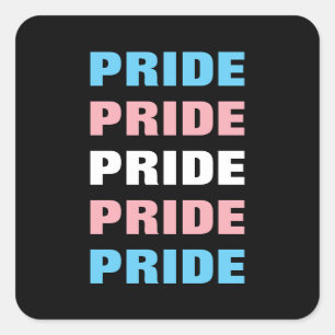 LGBTQ Transgender Pride Customisable Repeated Text Square Sticker
