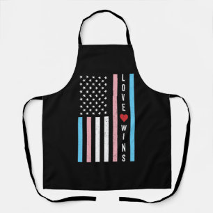 LGBTQ Transgender Pride Love Wins US American Flag Apron