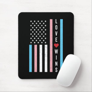 LGBTQ Transgender Pride Love Wins US American Flag Mouse Mat