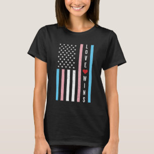 LGBTQ Transgender Pride Love Wins US American Flag T-Shirt