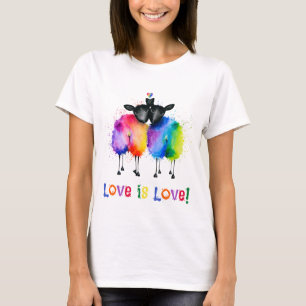  ~LGBTQ Two Rainbow Sheep Love Is Love  T-Shirt
