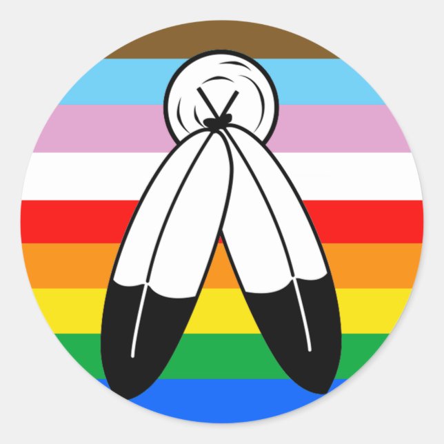 LGBTQ+ Two-Spirit Progress Pride Flag Classic Round Sticker (Front)